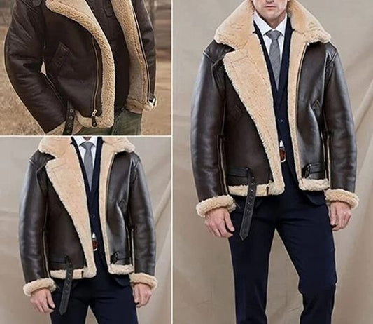 B3 Bomber Leather Jacket for Men | Best Sheepskin Shearling Leather Bomber Jacket