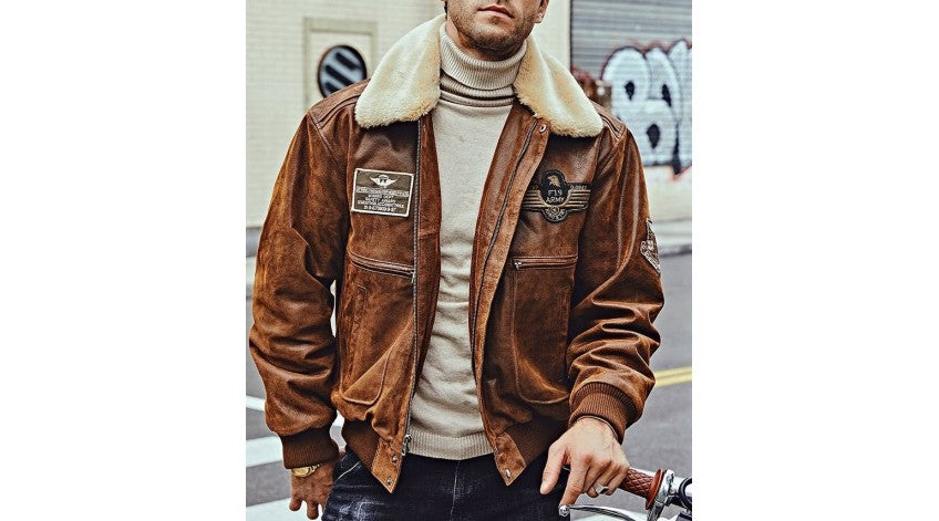 Stay Warm and Stylish this Winter with Our Men's Shearling Bomber Jacket Collections