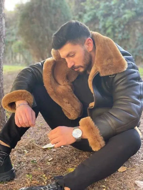 Stay Warm and Stylish with Our Shearling Leather Jackets