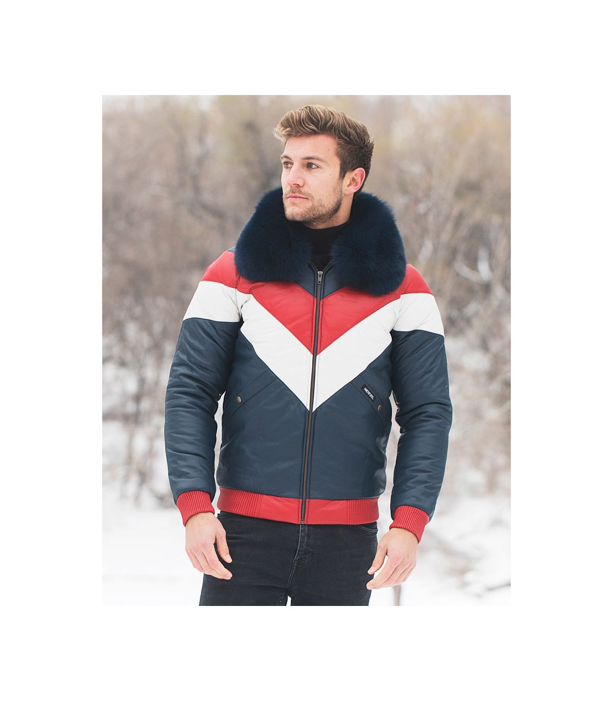 Classic Style V Bomber Leather Jacket main image 0