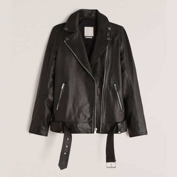 Women Black Sheepskin Shearling Motorcycle Aviator Leather Biker Jacket