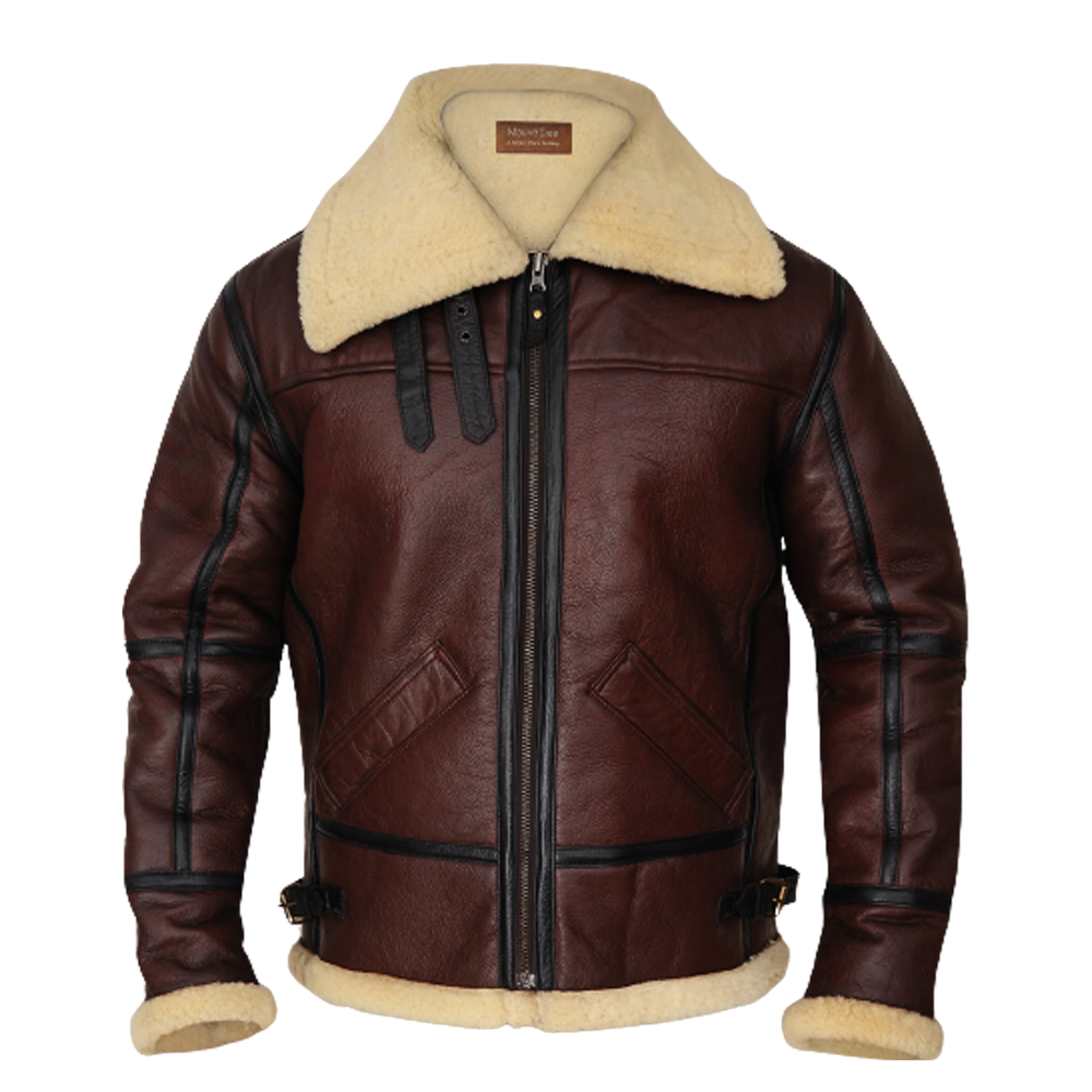 New Men Brown leapskin Shearling Leather Jacket Aviator B3 Bomber Flying RAF