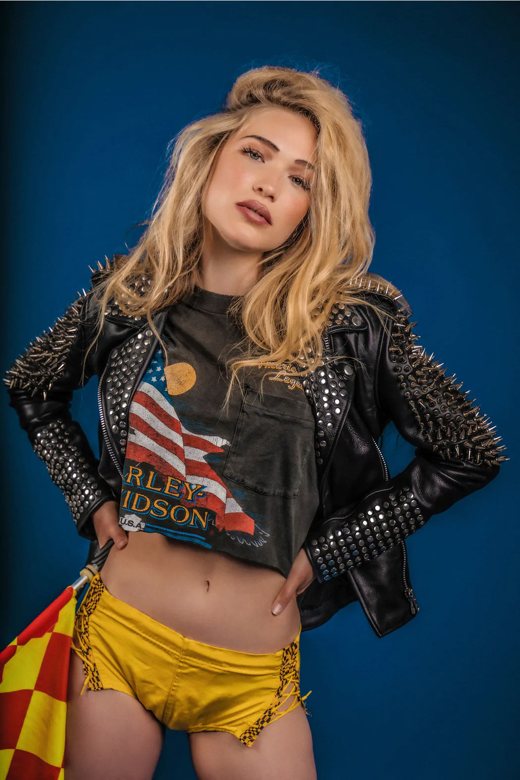 Women Best Lambskin Black Punk Silver Long Spiked Studded Leather Biker Jacket
