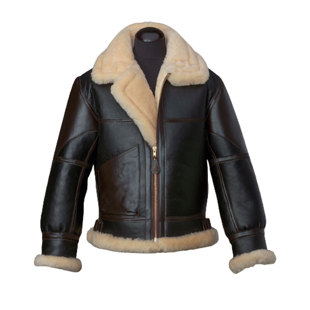 New Men Flying Lather Jacket B3 Bomber Jacket Wool Lamb Fur Aviator Leather Jacket
