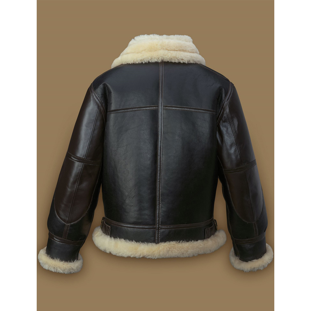 New Men Flying Lather Jacket B3 Bomber Jacket Wool Lamb Fur Aviator Leather Jacket