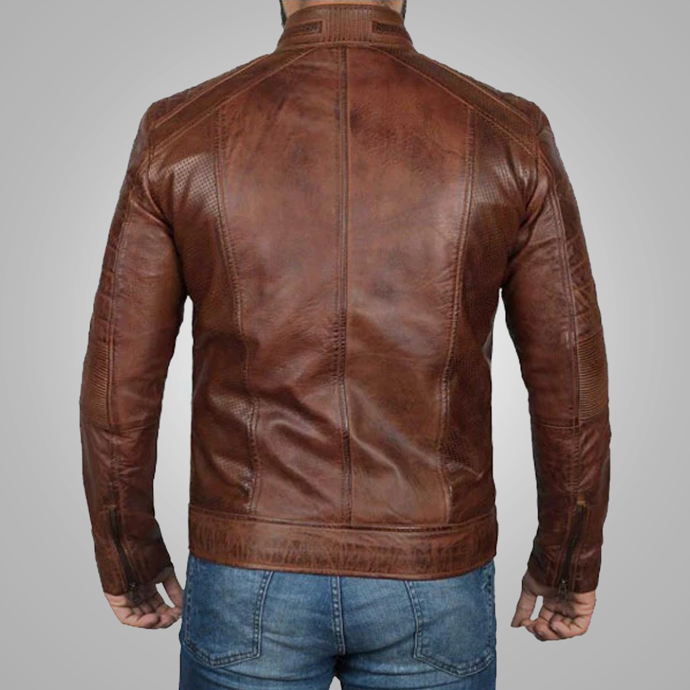 New Brown Men’s Distressed Motorcycle  Real Leather Aviator Jacket