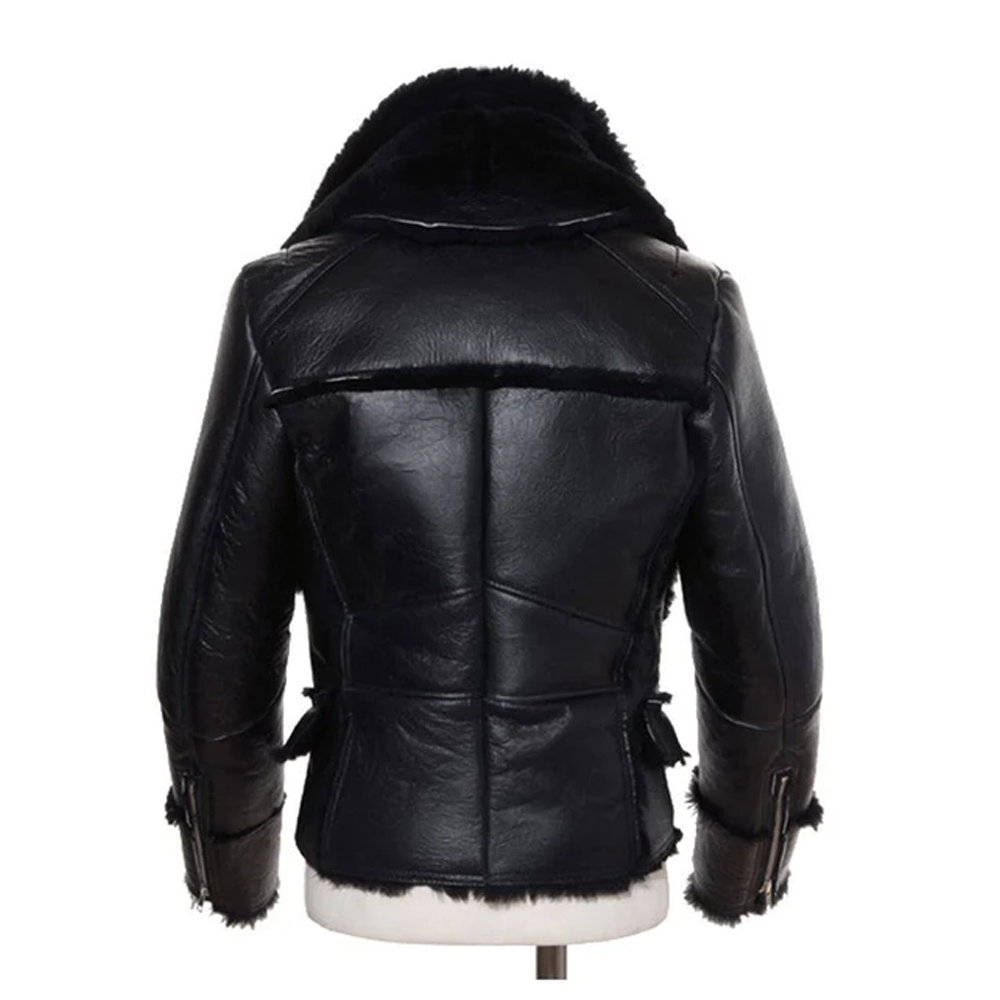 New Men Winter B3 Bomber Jacket Wool Lamb Fur Aviator Leather Jacket