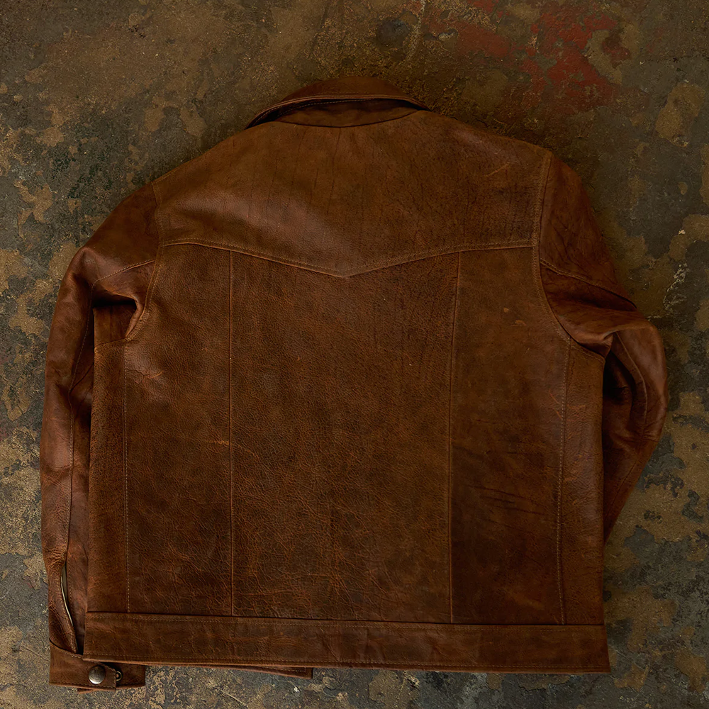 New Mens Brown Genuine Vintage Distressed Real Leather Four Pocket Jacket