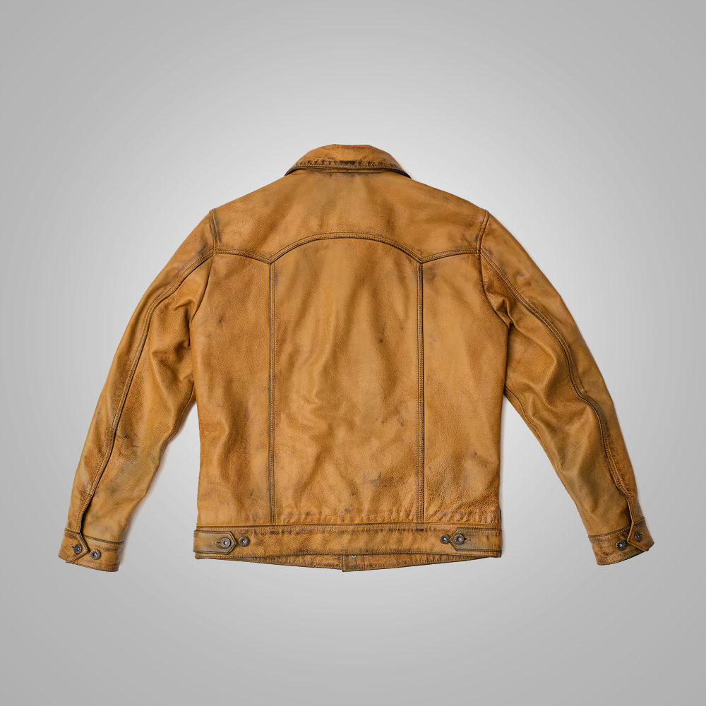Men's Vintage Lambskin A2 Brown Leather Shearling Bomber Jacket