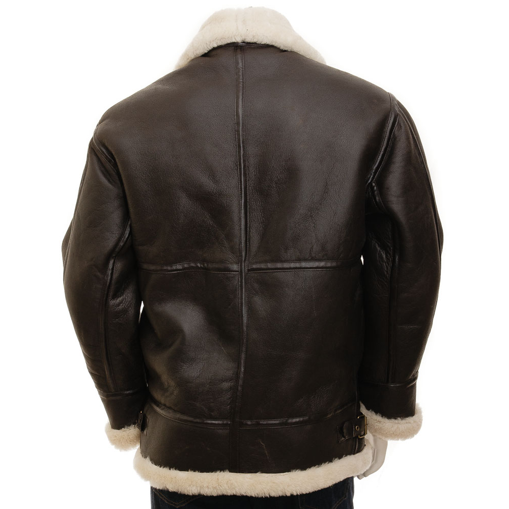 New Men Brown leapskin Shearling Flying RAF B3 Bomber Leather Jacket Aviator Lather Jacket
