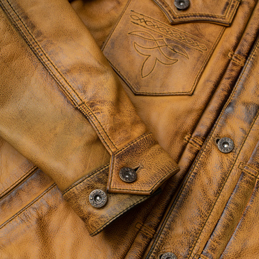 Men's Vintage Lambskin A2 Brown Leather Shearling Bomber Jacket