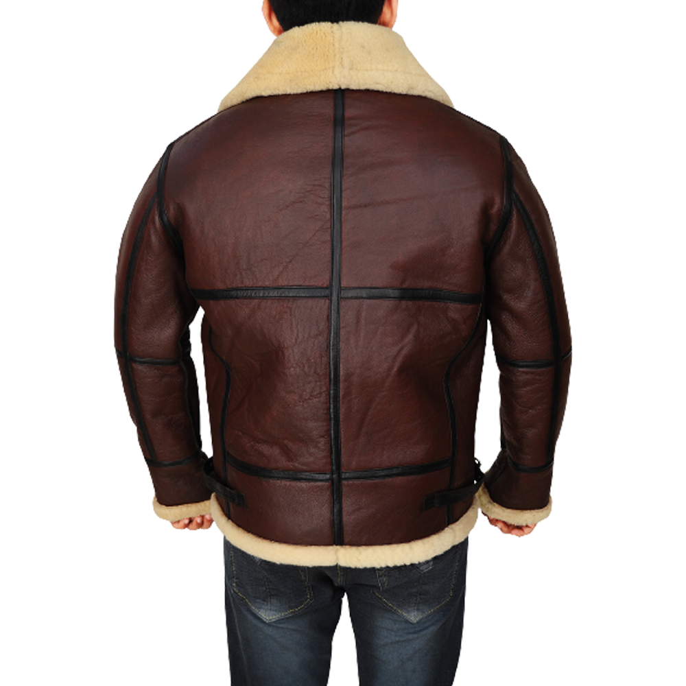 New Men Brown leapskin Shearling Leather Jacket Aviator B3 Bomber Flying RAF