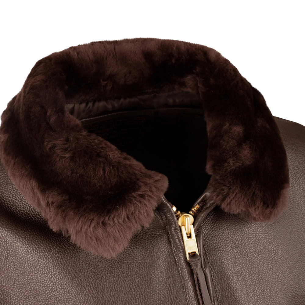 New Men Brown sheapskin Shearling biker RAF B3 Bomber Leather Jacket Aviator