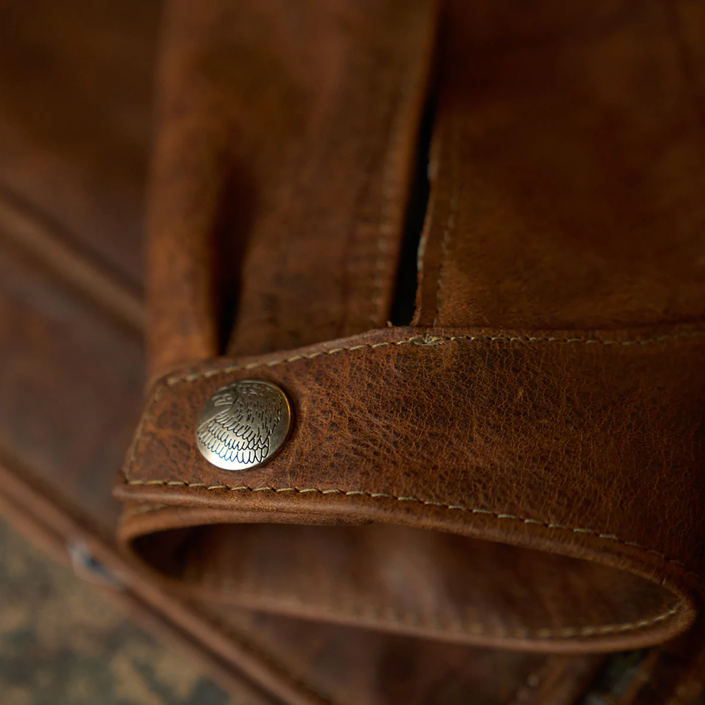 New Mens Brown Genuine Vintage Distressed Real Leather Four Pocket Jacket