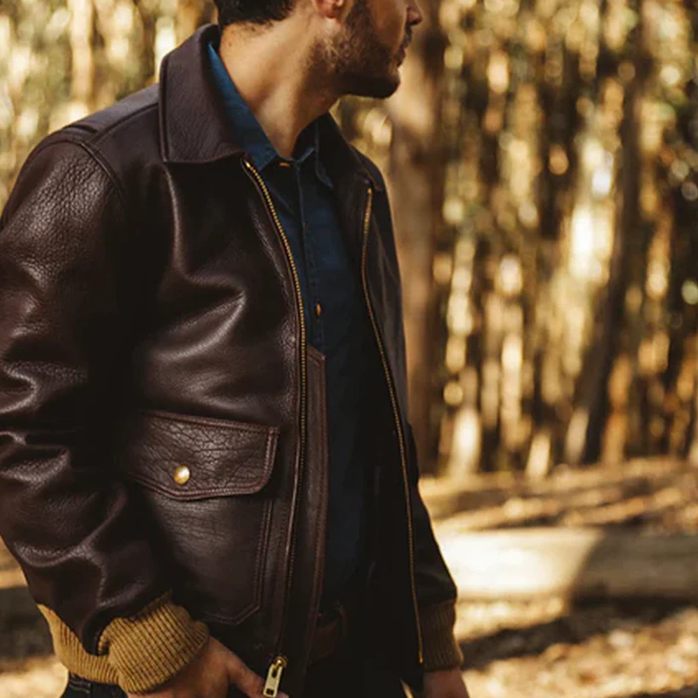New Men Aviator A2 RAF Bomber Flying Lambskin Leather Jacket