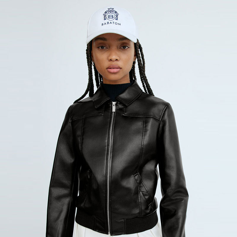 New Women Sheepskin Shearling Aviator Motorbike Black Leather Bomber Jacket