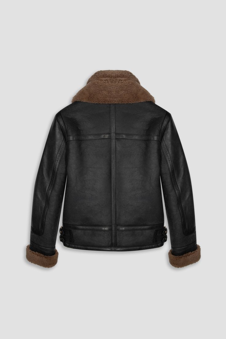 New B3 Classic Sheepskin Shearling Leather Bomber Jacket For Men With Fur