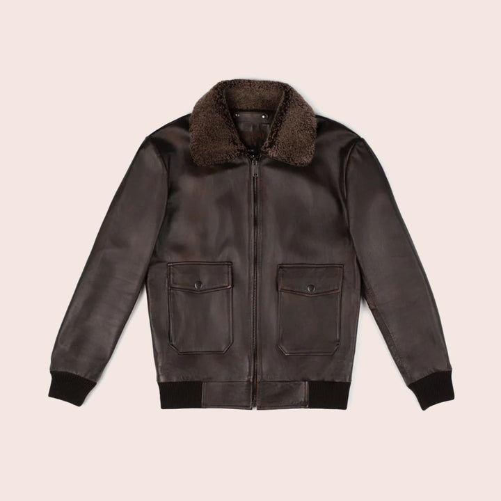 New Men G-1 Flight Iconic Brown Sheepskin Leather Bomber jacket