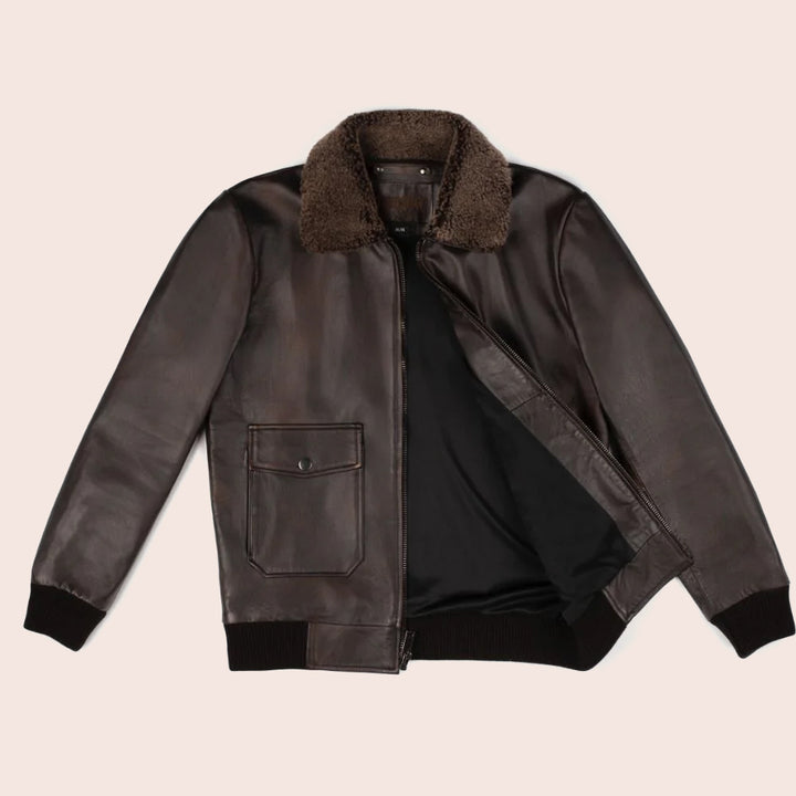New Men G-1 Flight Iconic Brown Sheepskin Leather Bomber jacket