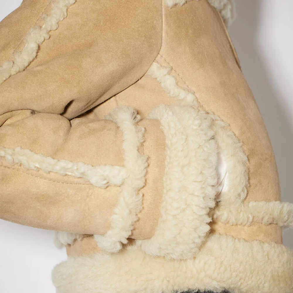 New Best Sheepskin Shearling Women Aviator Leather Jacket in brown