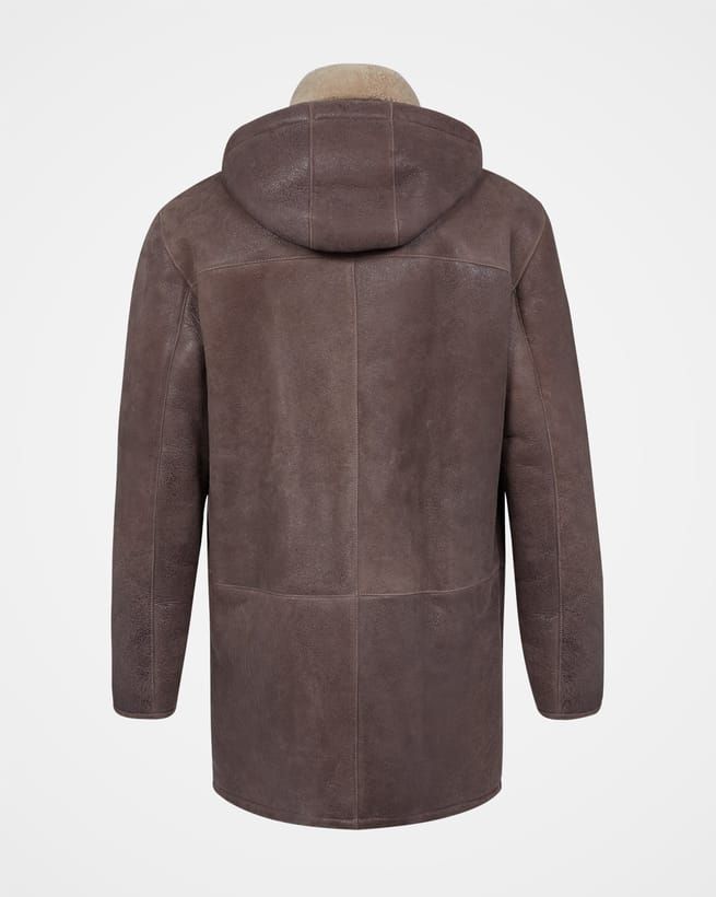 New Men Brown Sheepskin Shearling Leather Bomber Jacket