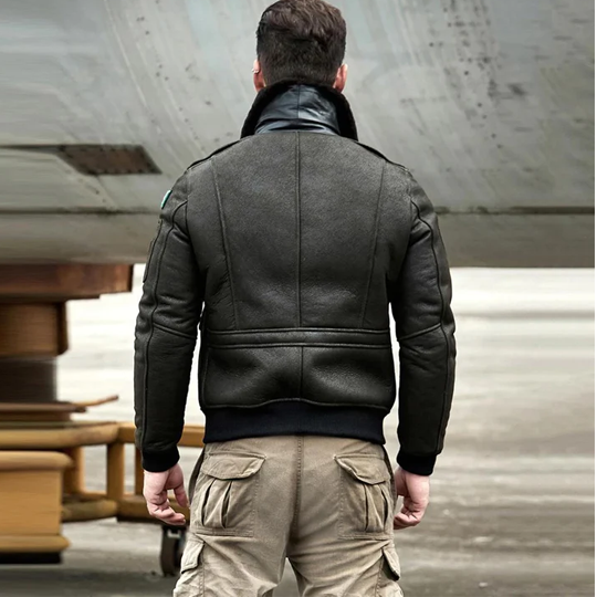Men's Sheepskin Shearling RAF Aviator Leather B3 Bomber Jacket