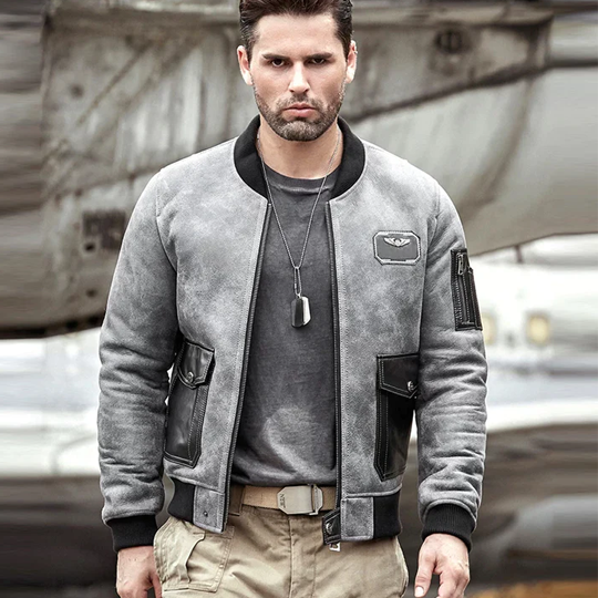 New Mens A2 Airforce Shearling Bomber Leather Motorcycle Jacket