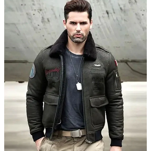 New Lambskin Airforce Flight B3 Bomber Winter Leather Jacket For Men