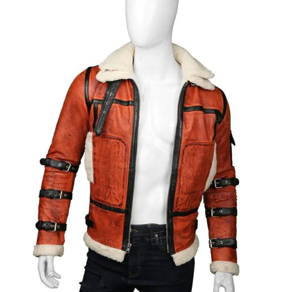 New Mens Brown B6 RAF Aviator Sheepskin Shearling Leather Jacket
