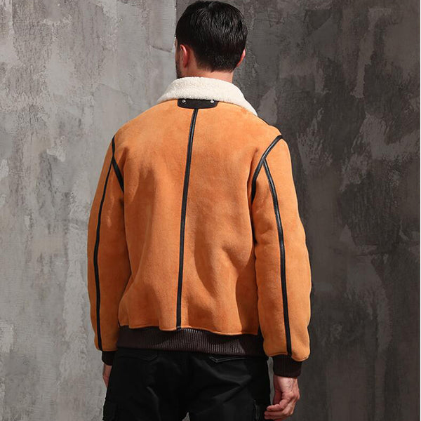 New Stylish Shearling Aviator Leather Bomber Jacket for Men