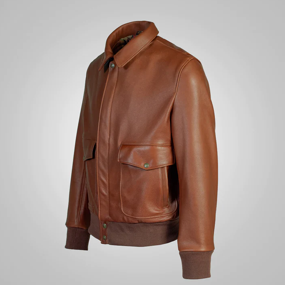 New Sheepskin Aviator Brown RAF Flying Leather Bomber Jacket For Men