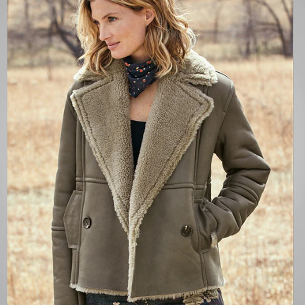 New Women Sheepskin Shearling Pilot Aviator Flight B3 Bomber Faux Fur Real Leather Jacket
