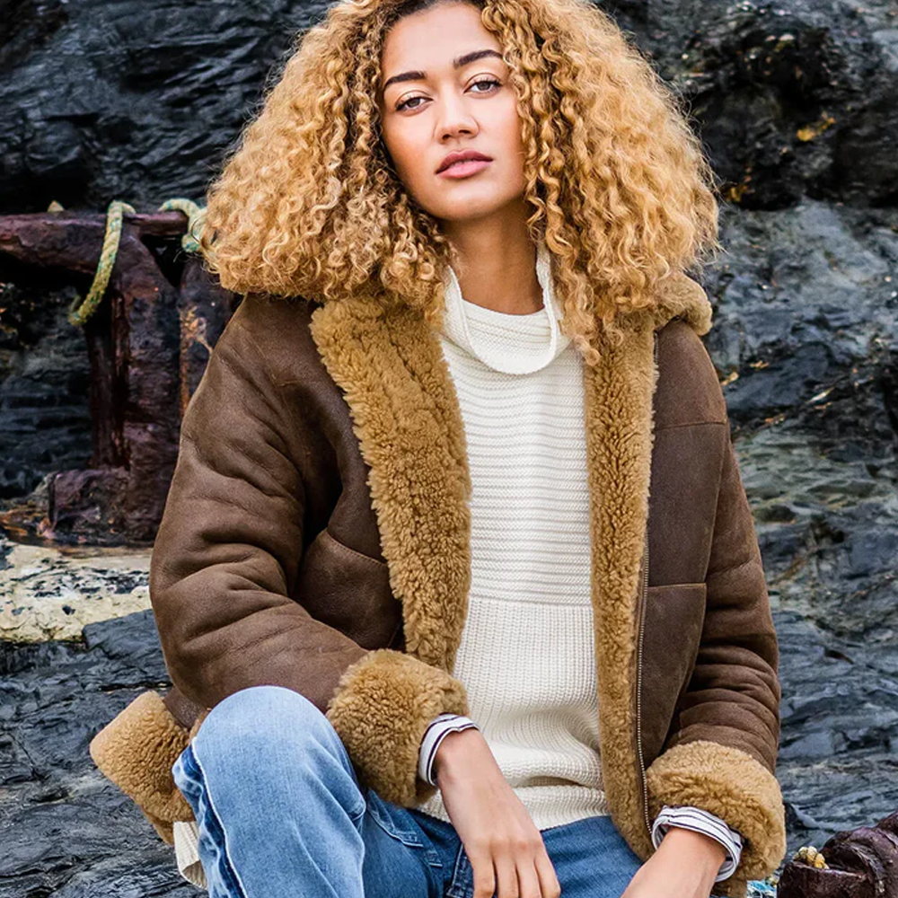 New Best Lambskin Shearling B3 Flight Leather Bomber Aviator Jacket For Women