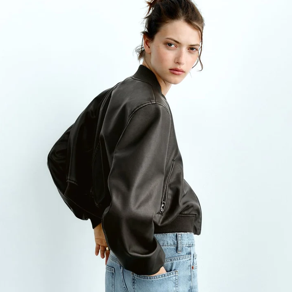 Women Black Sheepskin Shearling Aviator A1 Bomber Leather Jacket