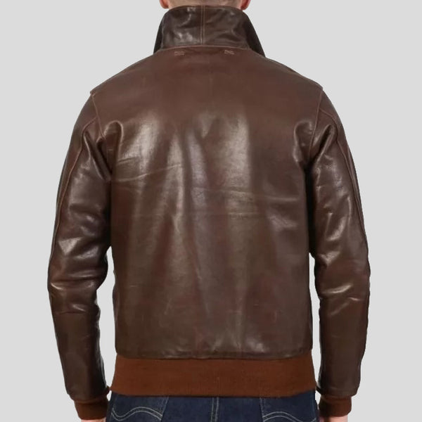 New Brown Real Sheepskin Leather Bomber Jacket for men