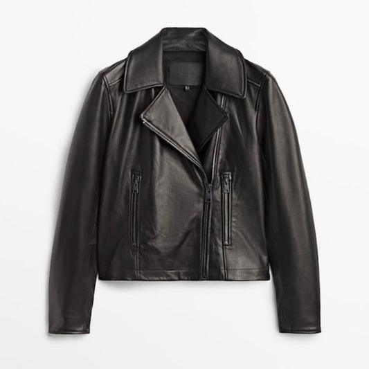 men's Black Lambskin Motorcycle Leather Bomber Riding Biker Jacket