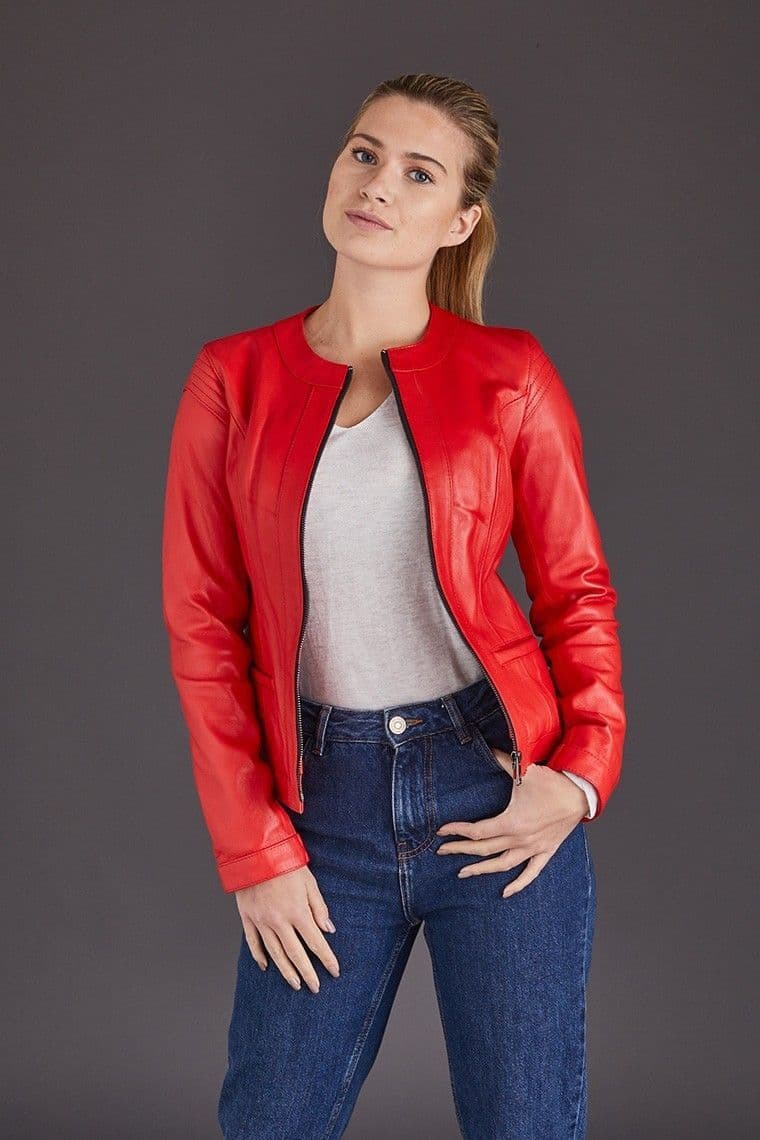 Women Red Best RAF B3 Lambskin Motorcycle Leather Jacket For Women