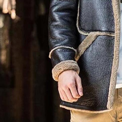 New Mens Sheepskin Shearling Natural Fur long coat and Shearling Leather jacket