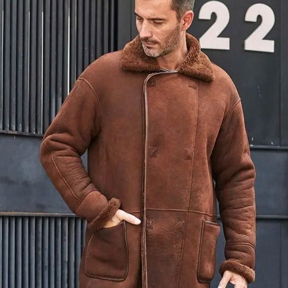 Mens Fur Leather Trench Overcoat | Leather Coats | Leather Outerwear