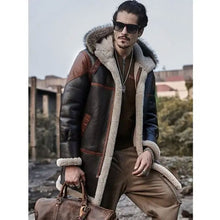 New Sheepskin Hooded Bomber Shearling Leather Trench Coat For Men's