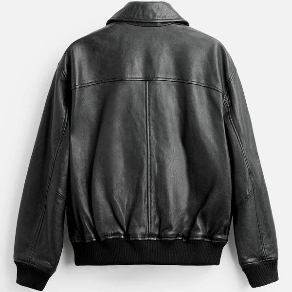 New Men Sheepskin Real Leather Bomber Jacket