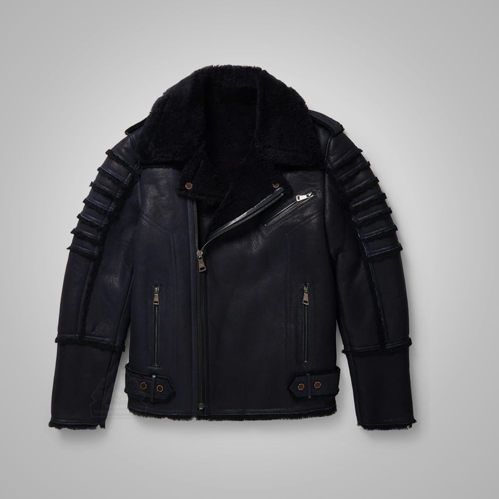 New Mens Black RAF Lambskin B3 Bomber Aviator Leather Biker Jacket