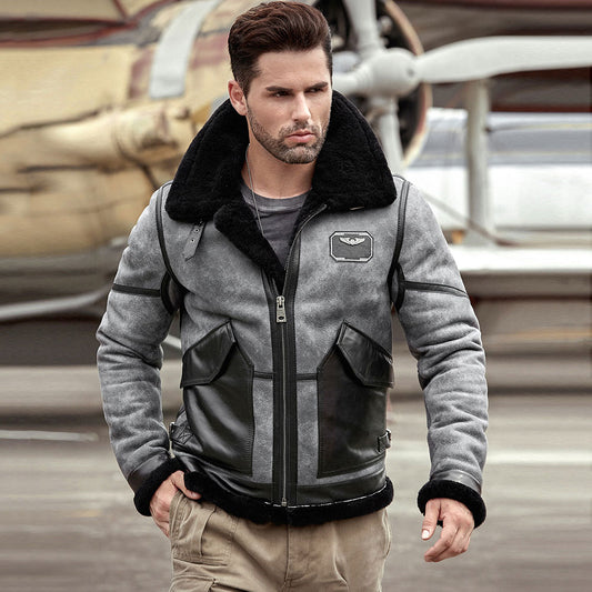 New Stylish B3 Bomber Aviator Flying Real Sheepskin Leather Jacket For Men's