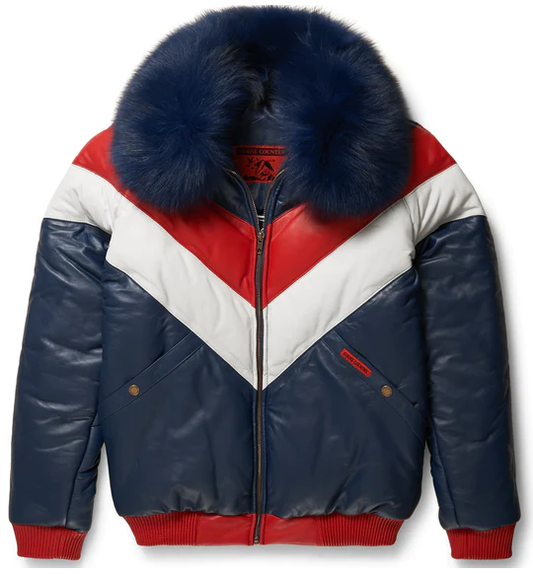 New Men Multi Color Premium LambSkin Leather V Bomber Jacket For Men With Fur Collar
