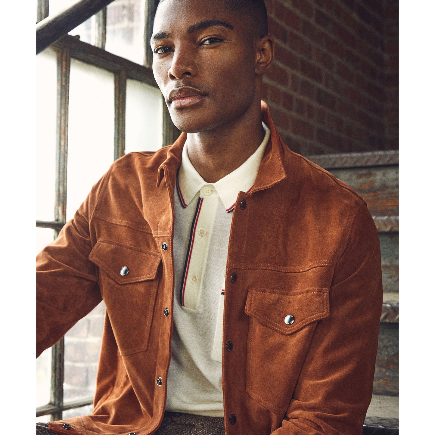 New Brown Suede Lambskin Trucker Leather Bomber Jacket For Men