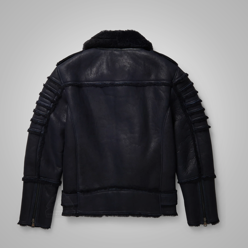 New Mens Black RAF Lambskin B3 Bomber Aviator Leather Biker Jacket