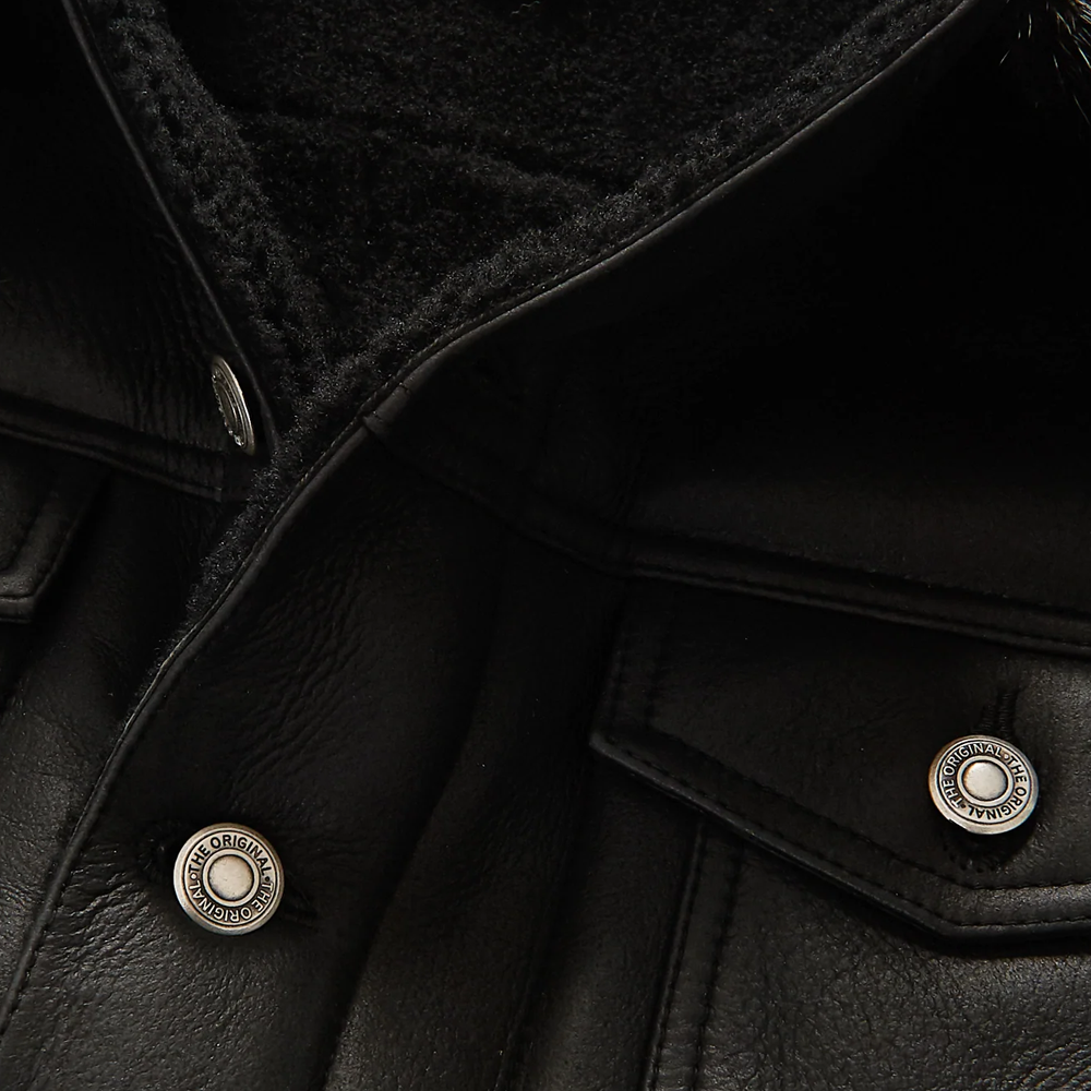 New Mens Black B3 RAF Flying Fur Shearling Sheepskin Leather Bomber Jacket