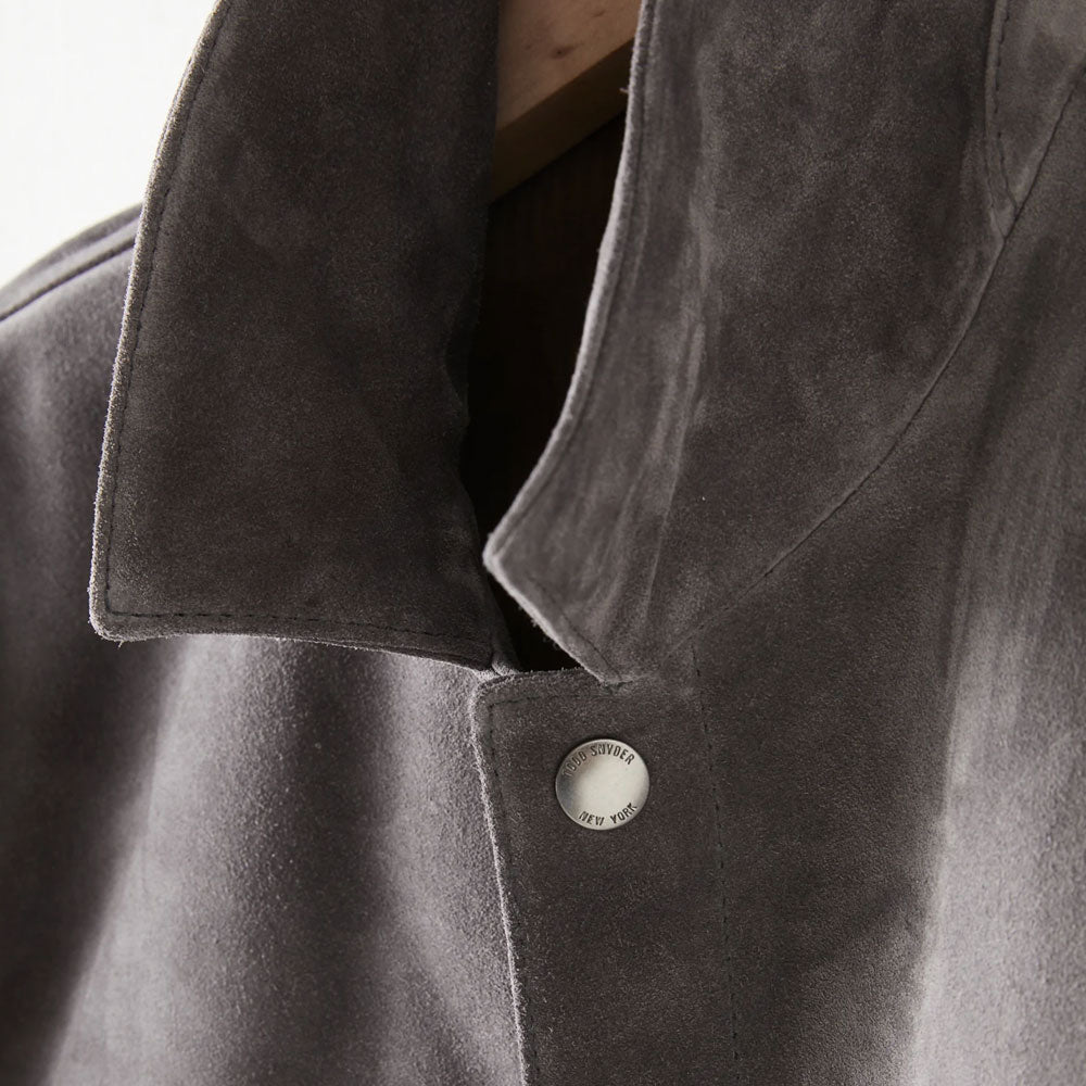 New Grey Suede Sheepskin Cowboy Leather Trucker Jacket for Men