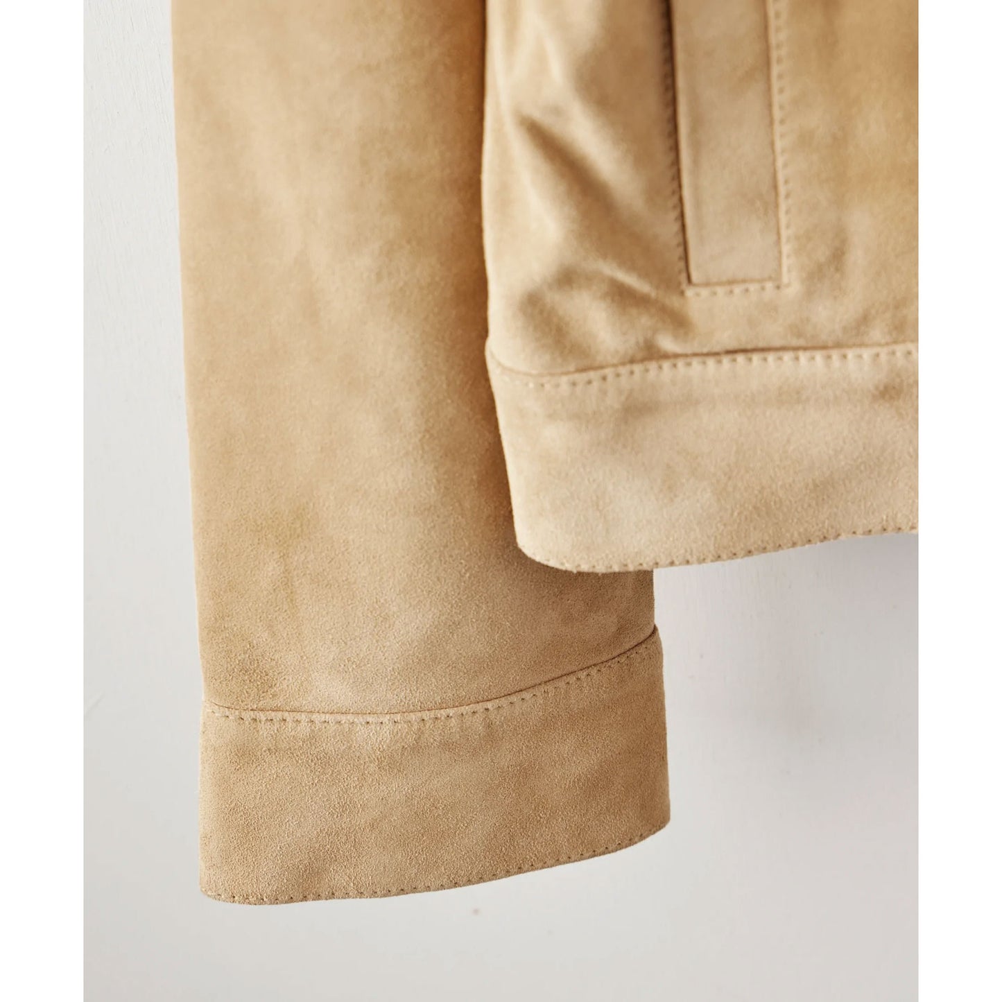 New Men Cream Bomber Suede Seepskin Trucker Leather Jacket