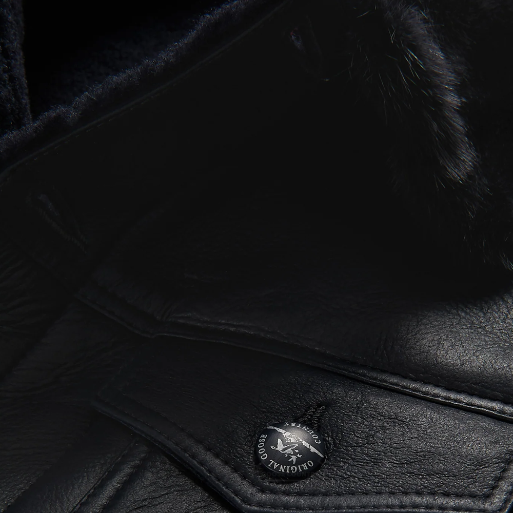 New Mens Black RAF Sheepskin Leather B3 Bomber Leather Jacket